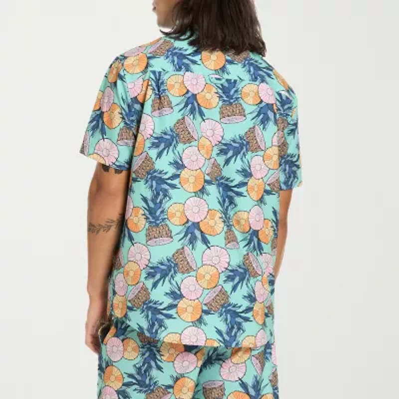 Hurley Mens Short Sleeve Regular Fit Button-Down Shirt