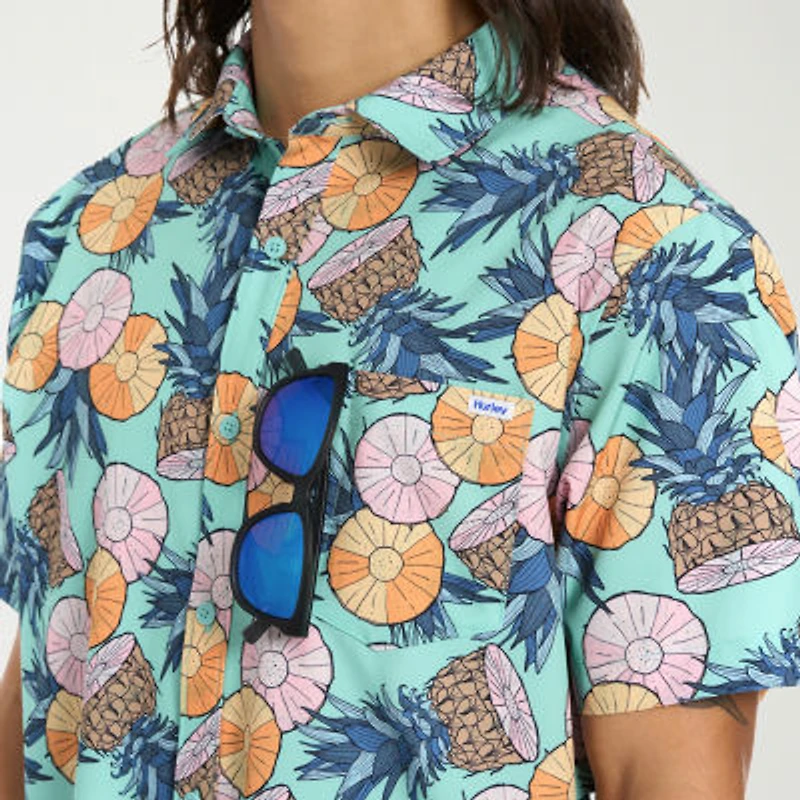 Hurley Mens Short Sleeve Regular Fit Button-Down Shirt