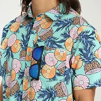 Hurley Mens Short Sleeve Regular Fit Button-Down Shirt