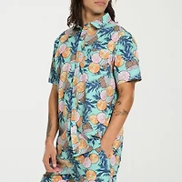 Hurley Mens Short Sleeve Regular Fit Button-Down Shirt