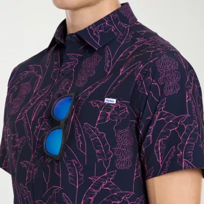 Hurley Mens Short Sleeve Regular Fit Button-Down Shirt