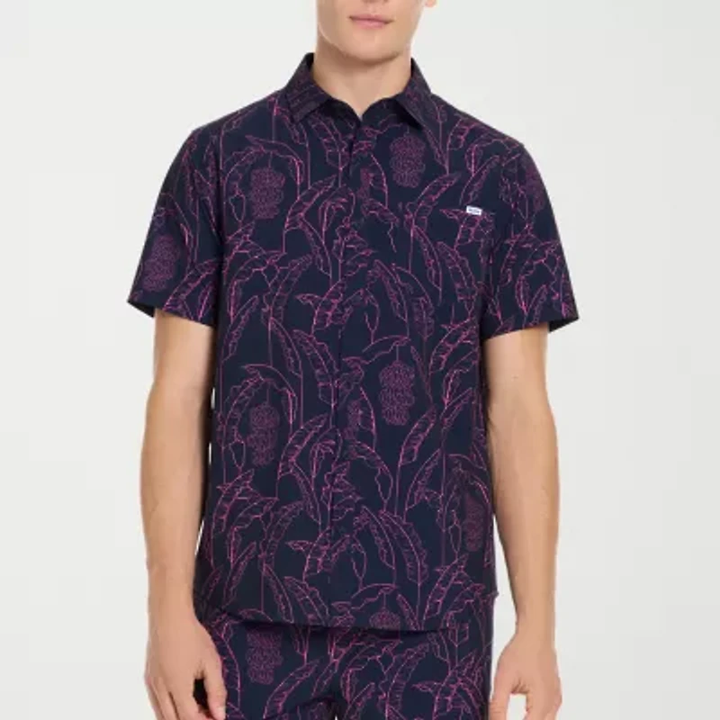 Hurley Mens Short Sleeve Regular Fit Button-Down Shirt