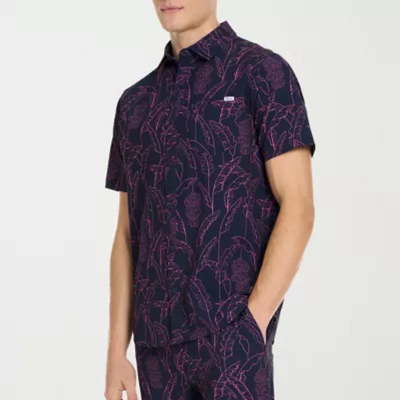 Hurley Mens Short Sleeve Regular Fit Button-Down Shirt