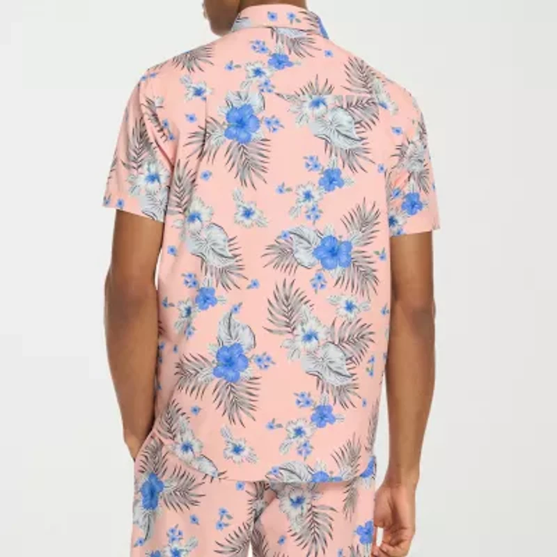 Hurley Mens Short Sleeve Regular Fit Button-Down Shirt