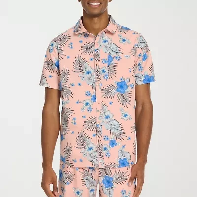 Hurley Mens Short Sleeve Regular Fit Button-Down Shirt