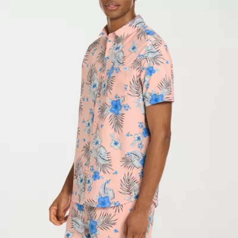 Hurley Mens Short Sleeve Regular Fit Button-Down Shirt
