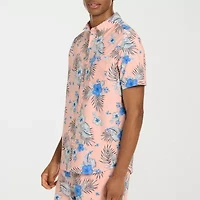 Hurley Mens Short Sleeve Regular Fit Button-Down Shirt