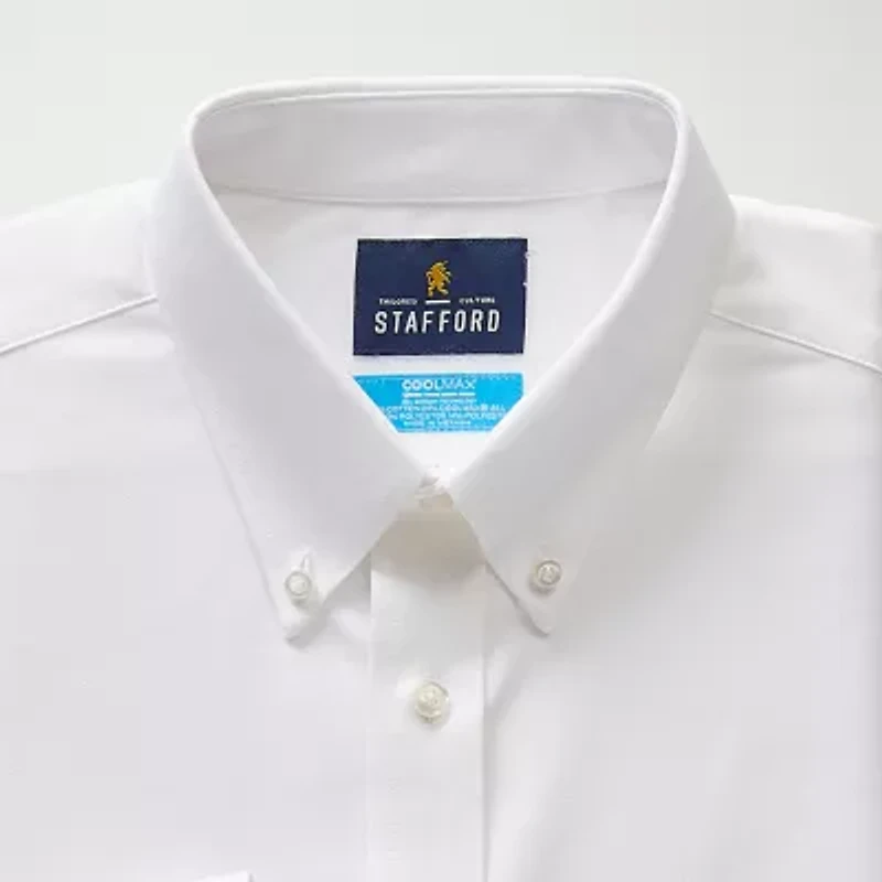 Stafford Big and Tall Coolmax All Season Oxford Mens Button Down Collar Long Sleeve Stretch Fabric Wrinkle Free Dress Shirt