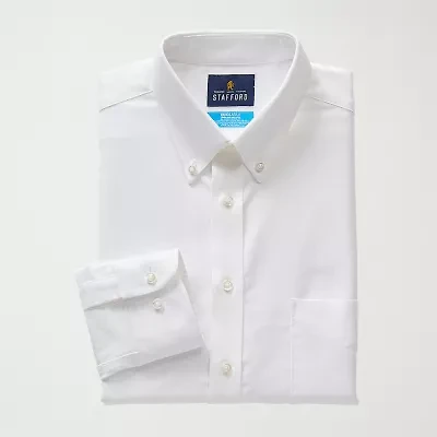 Stafford Big and Tall Coolmax All Season Oxford Mens Button Down Collar Long Sleeve Stretch Fabric Wrinkle Free Dress Shirt