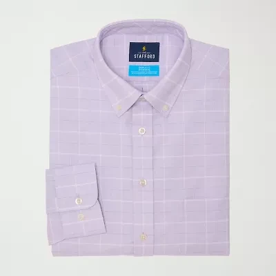 Stafford Coolmax All Season Oxford Mens Regular Fit Stretch Fabric Wrinkle Free Long Sleeve Dress Shirt