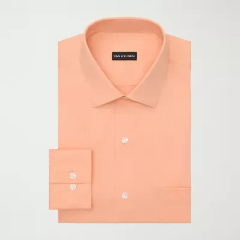 Van Heusen Big Everyday Defense Mens Regular Fit Stretch Fabric Wrinkle Free Long Sleeve Dress Shirt