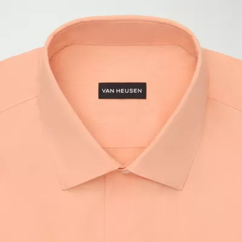 Van Heusen Big Everyday Defense Mens Regular Fit Stretch Fabric Wrinkle Free Long Sleeve Dress Shirt