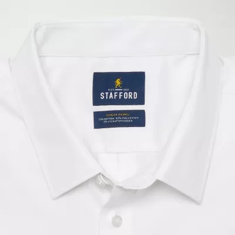 Stafford Big & Tall Advanced Performance Sweat Repel Mens Regular Fit Stretch Fabric Wrinkle Free Long Sleeve Dress Shirt