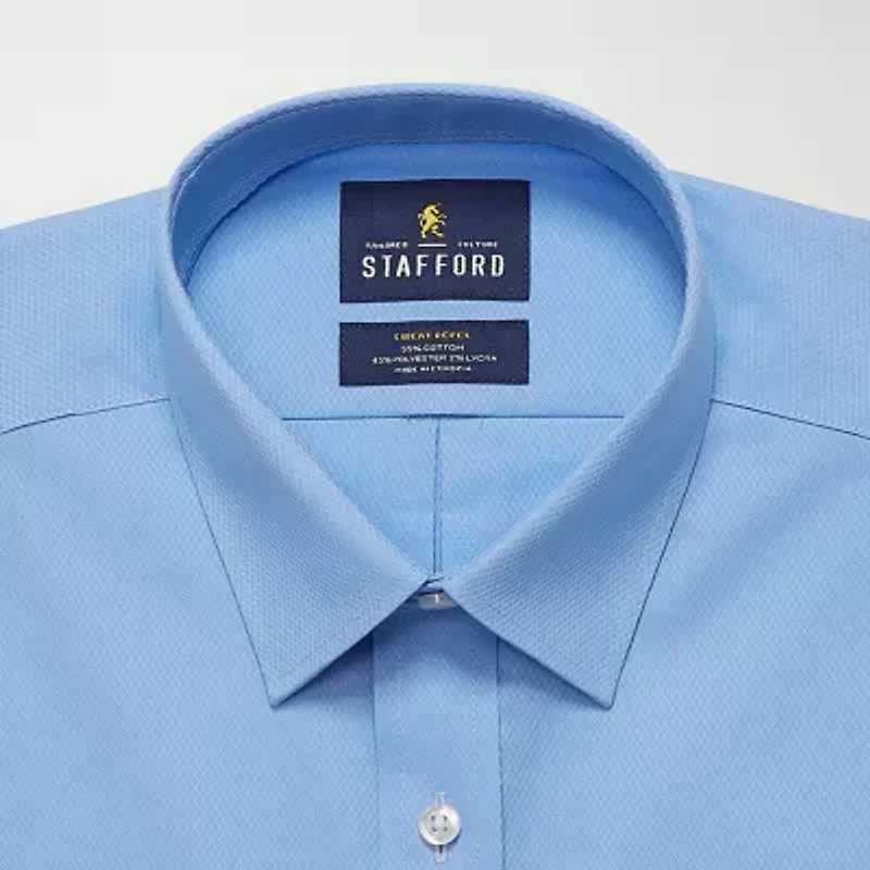 Stafford Big & Tall Advanced Performance Sweat Repel Mens Regular Fit Stretch Fabric Wrinkle Free Long Sleeve Dress Shirt