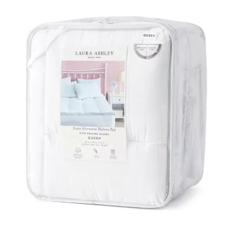 Laura Ashley Down Alternative Mattress Pad With Printed Gusset