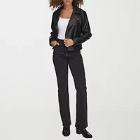 Levi's Womens Faux Leather Wind Resistant Midweight Motorcycle Anorak