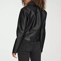 Levi's Womens Faux Leather Wind Resistant Midweight Motorcycle Anorak