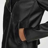 Levi's Womens Faux Leather Wind Resistant Midweight Motorcycle Anorak