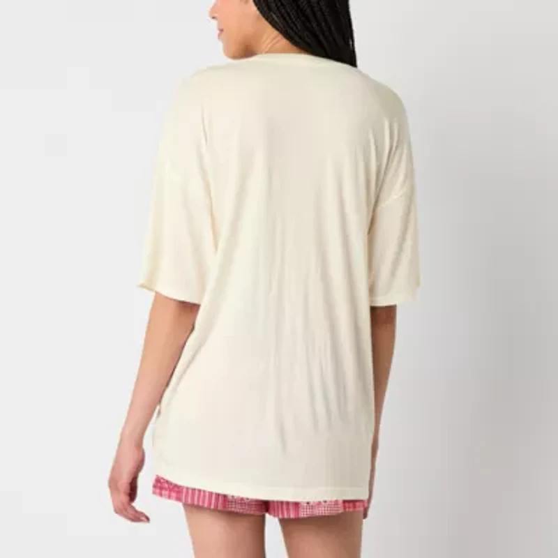 Arizona Body Womens Crew Neck Short Sleeve Juniors Pajama Top