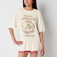 Arizona Body Womens Crew Neck Short Sleeve Juniors Pajama Top