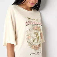 Arizona Body Womens Crew Neck Short Sleeve Juniors Pajama Top
