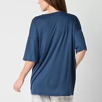 Arizona Body Womens Crew Neck Short Sleeve Juniors Pajama Top