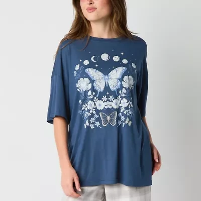 Arizona Body Womens Crew Neck Short Sleeve Juniors Pajama Top