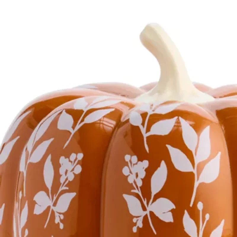 Linden Street Orange Floral Pumpkin Thanksgiving Tabletop Decor