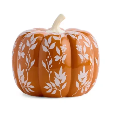 Linden Street Orange Floral Pumpkin Thanksgiving Tabletop Decor
