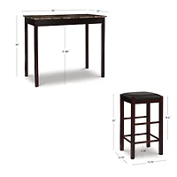 Faux Stone Paper Wrapped Top 3-pc. Pub Set
