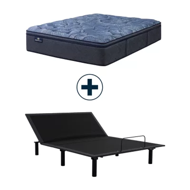 Serta Perfect Sleeper Cobalt Calm 15.25" Plush Pillow Top - Mattress + Adjustable Base