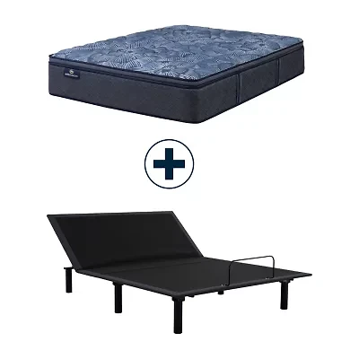 Serta Perfect Sleeper Cobalt Calm Plus 14.5" Medium Pillow Top - Mattress + Adjustable Base