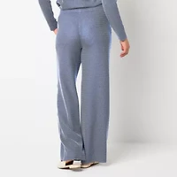 Liz Claiborne Womens Wide Leg Mid Rise Pull-On Pant