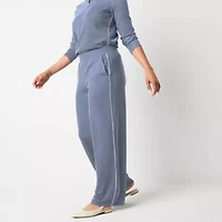 Liz Claiborne Womens Wide Leg Mid Rise Pull-On Pant