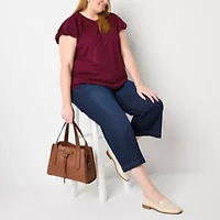 Liz Claiborne Womens Crew Neck Short Sleeve Plus Blouse