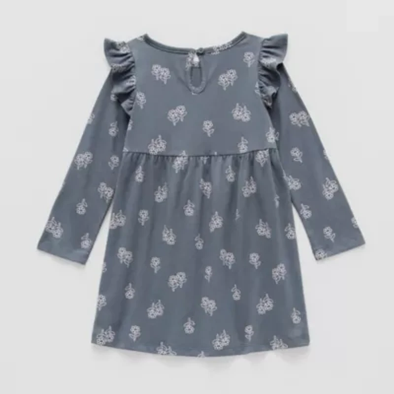 Okie Dokie Toddler & Little Girls Long Sleeve A-Line Dress