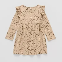 Okie Dokie Toddler & Little Girls Long Sleeve A-Line Dress