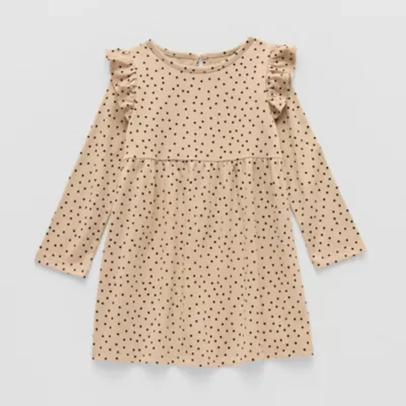 Okie Dokie Toddler & Little Girls Long Sleeve A-Line Dress