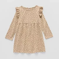 Okie Dokie Toddler & Little Girls Long Sleeve A-Line Dress