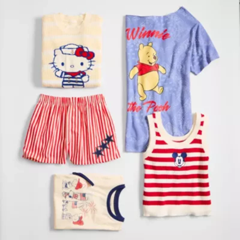 Grayson Threads, The Label Womens Juniors Asymmetrical Neck Short Sleeve Oversized Winnie Pooh Graphic T-Shirt