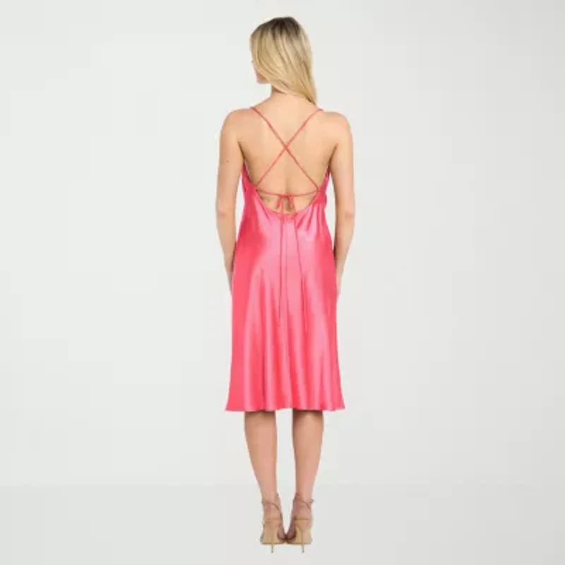 Morgan & Co. Womens Juniors Sleeveless Midi Slip Dress