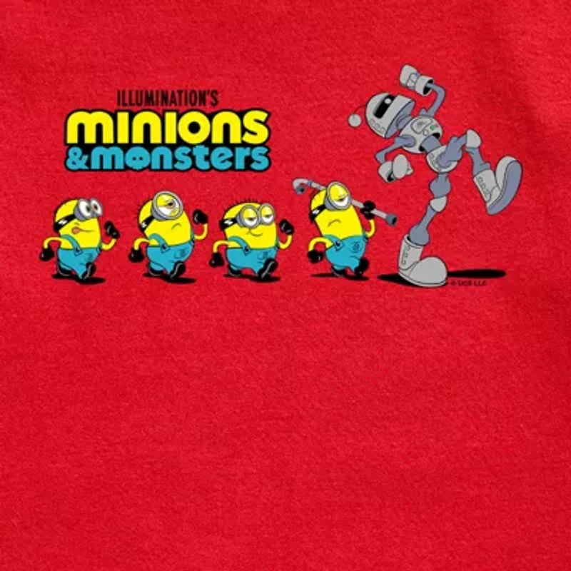 Robot Little & Big Kid Boys Crew Neck Short Sleeve Regular Fit Minions Graphic T-Shirt