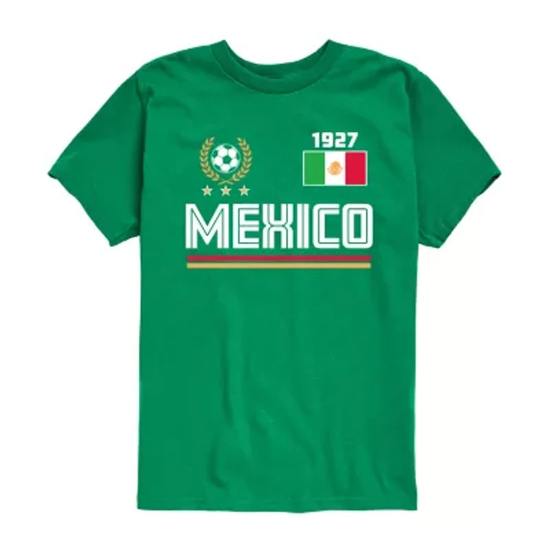 Mexico Soccer Little & Big Kid Boys Crew Neck Short Sleeve Regular Fit Graphic T-Shirt
