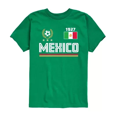 Mexico Soccer Little & Big Kid Boys Crew Neck Short Sleeve Regular Fit Graphic T-Shirt