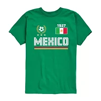 Mexico Soccer Little & Big Kid Boys Crew Neck Short Sleeve Regular Fit Graphic T-Shirt