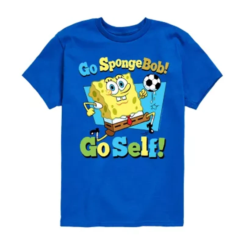 Soccer Go Self Little & Big Kid Boys Crew Neck Short Sleeve Regular Fit Spongebob Graphic T-Shirt