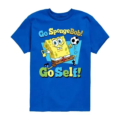 Soccer Go Self Little & Big Kid Boys Crew Neck Short Sleeve Regular Fit Spongebob Graphic T-Shirt