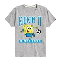 Kickin It Since 1999 Little & Big Kid Boys Crew Neck Short Sleeve Regular Fit Spongebob Graphic T-Shirt