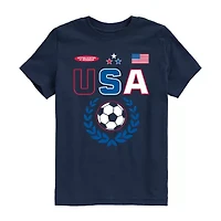 Usa Soccer Little & Big Kid Boys Crew Neck Short Sleeve Regular Fit Graphic T-Shirt
