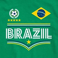 Brazil Soccer Little & Big Kid Boys Crew Neck Short Sleeve Regular Fit Graphic T-Shirt
